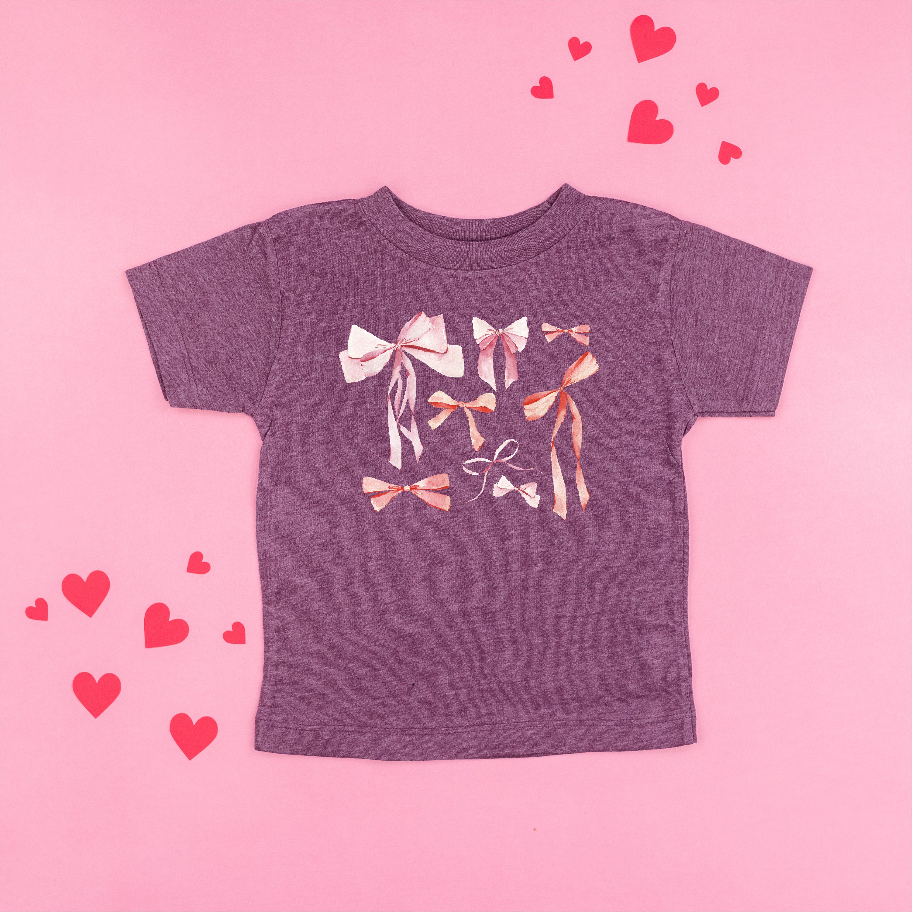 Pink And Red Valentine Bows - Child Tee Little Mama Shirt Shop