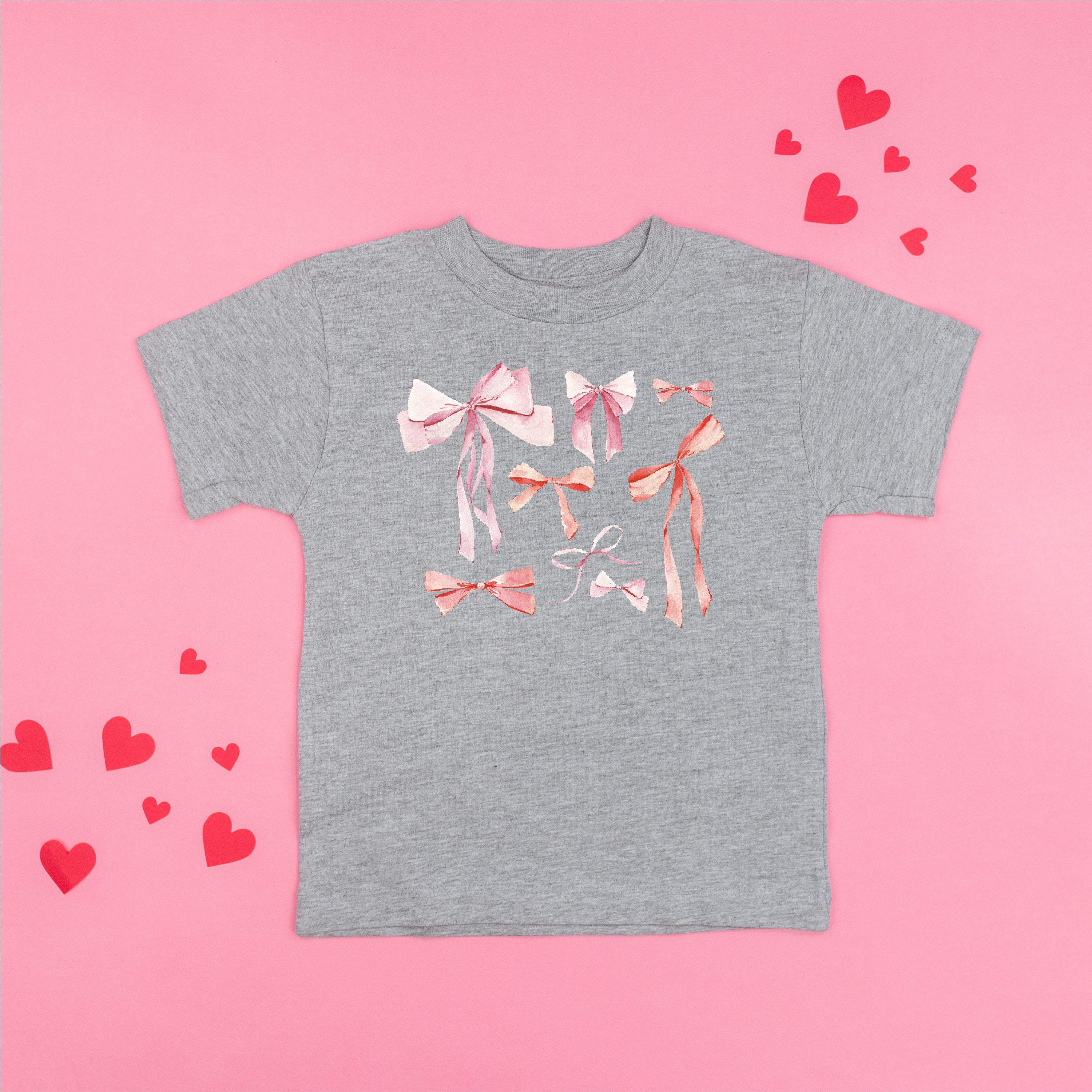 Pink And Red Valentine Bows - Child Tee Little Mama Shirt Shop