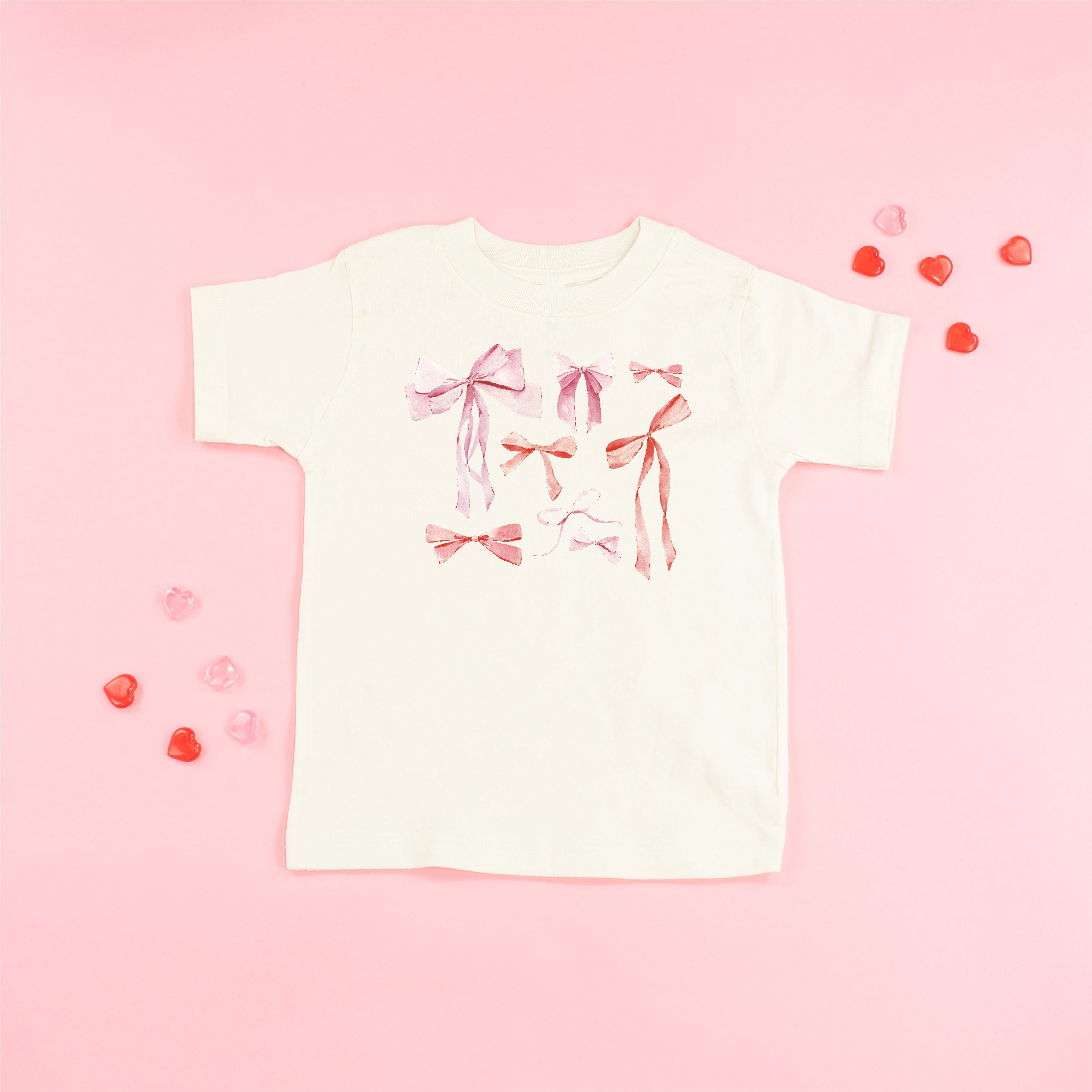 Pink And Red Valentine Bows - Child Tee Little Mama Shirt Shop