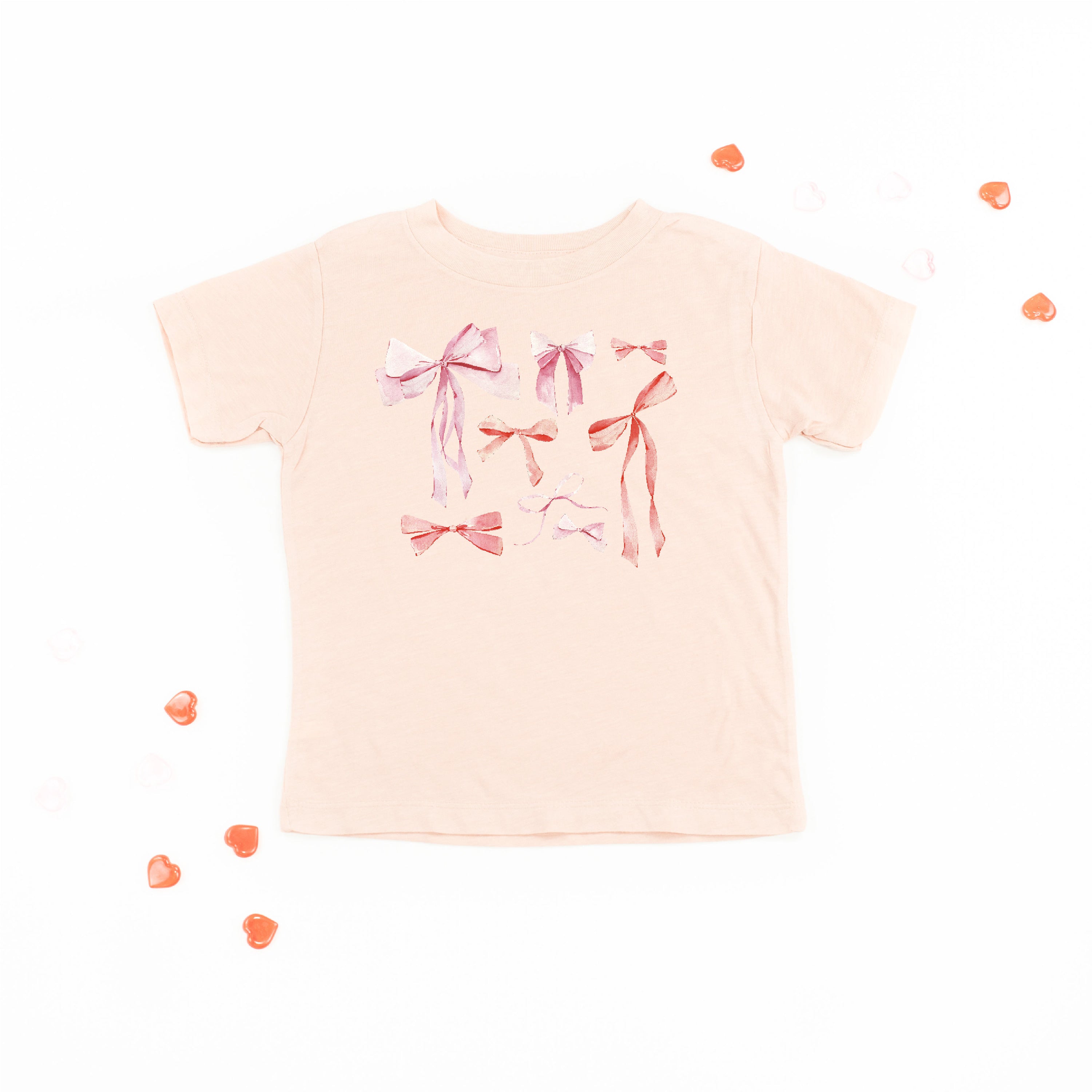 Pink And Red Valentine Bows - Child Tee Little Mama Shirt Shop