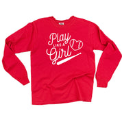 Play Like A Girl - LONG SLEEVE Comfort Colors Tee Little Mama Shirt Shop