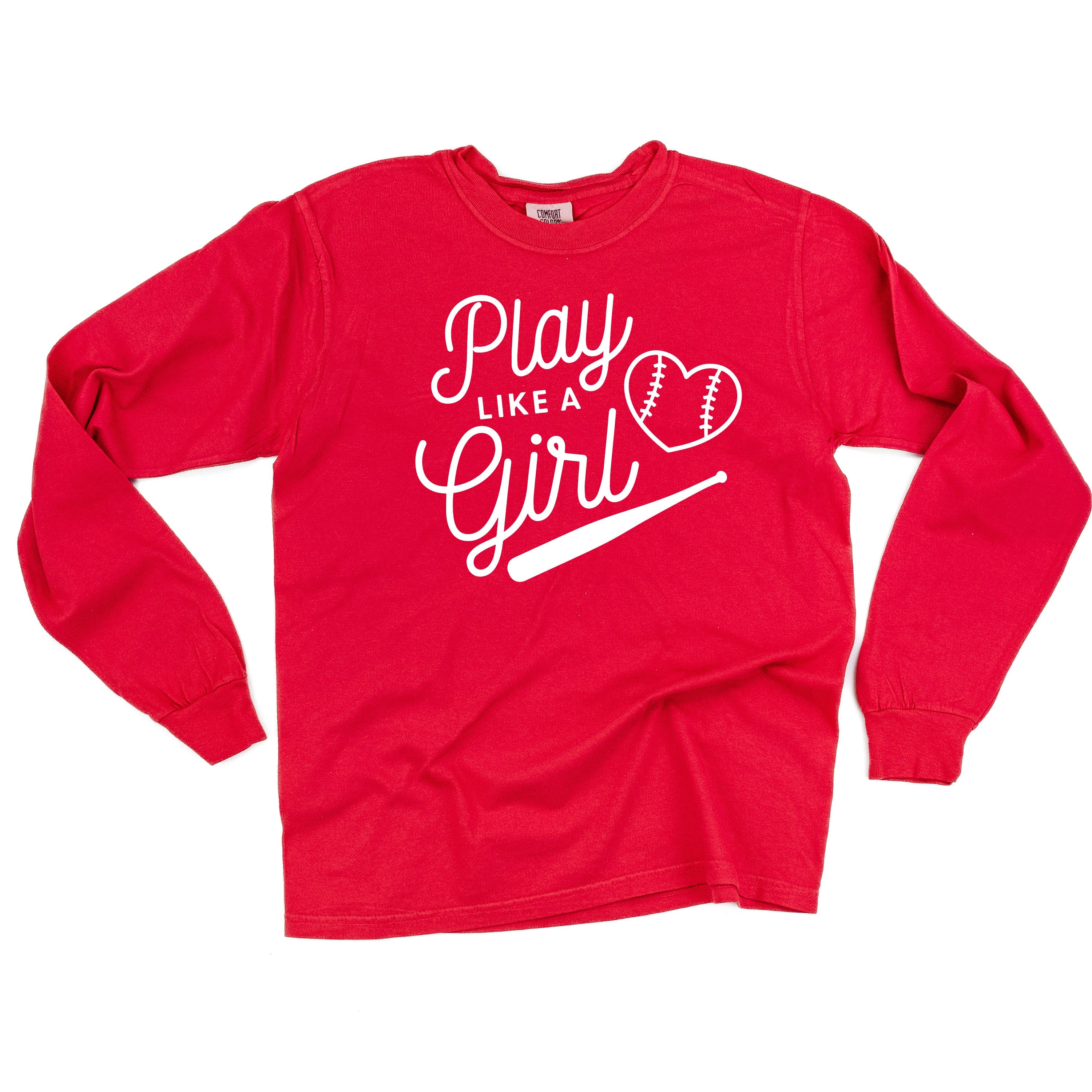 Play Like A Girl - LONG SLEEVE Comfort Colors Tee Little Mama Shirt Shop