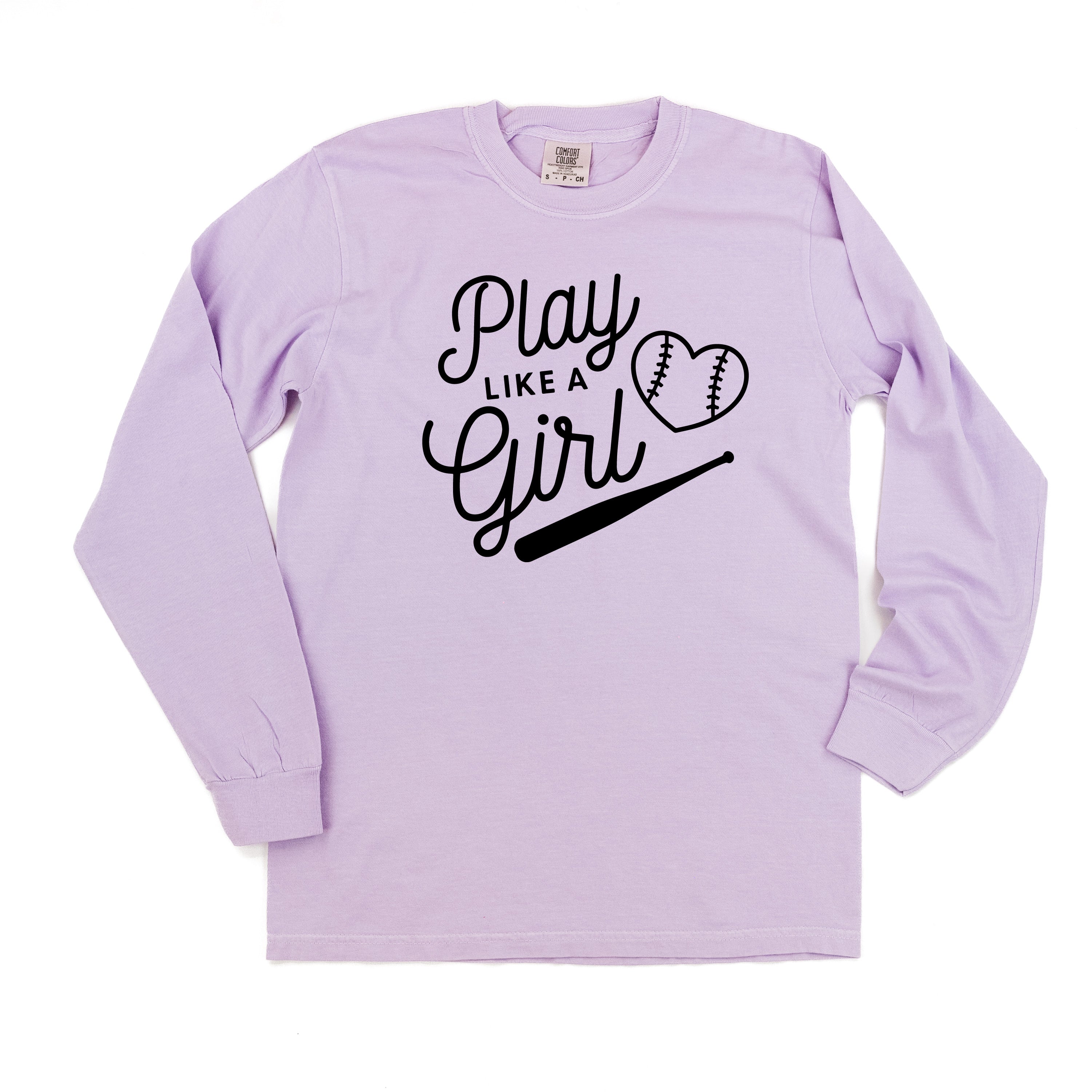 Play Like A Girl - LONG SLEEVE Comfort Colors Tee Little Mama Shirt Shop