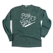 Play Like A Girl - LONG SLEEVE Comfort Colors Tee Little Mama Shirt Shop