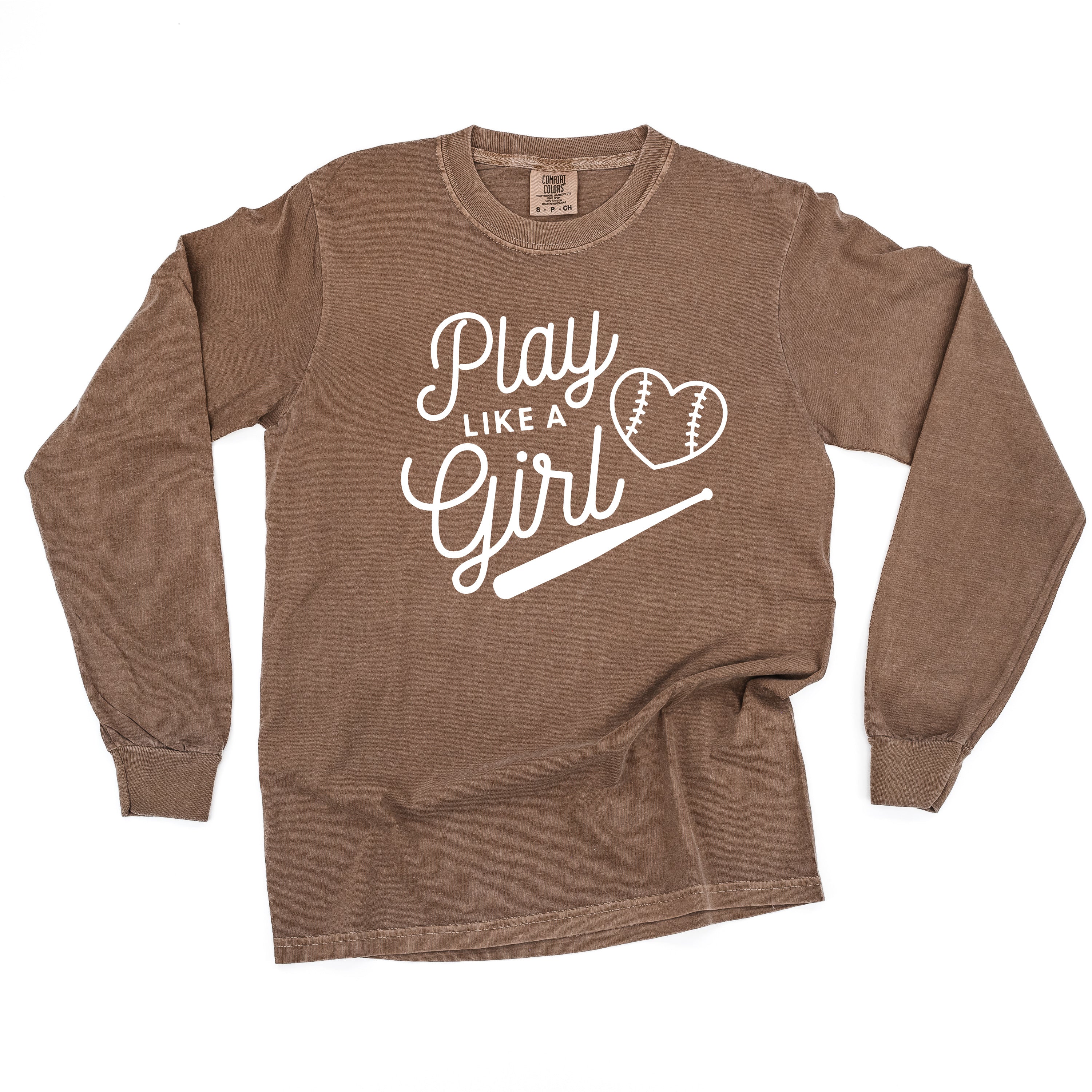 Play Like A Girl - LONG SLEEVE Comfort Colors Tee Little Mama Shirt Shop