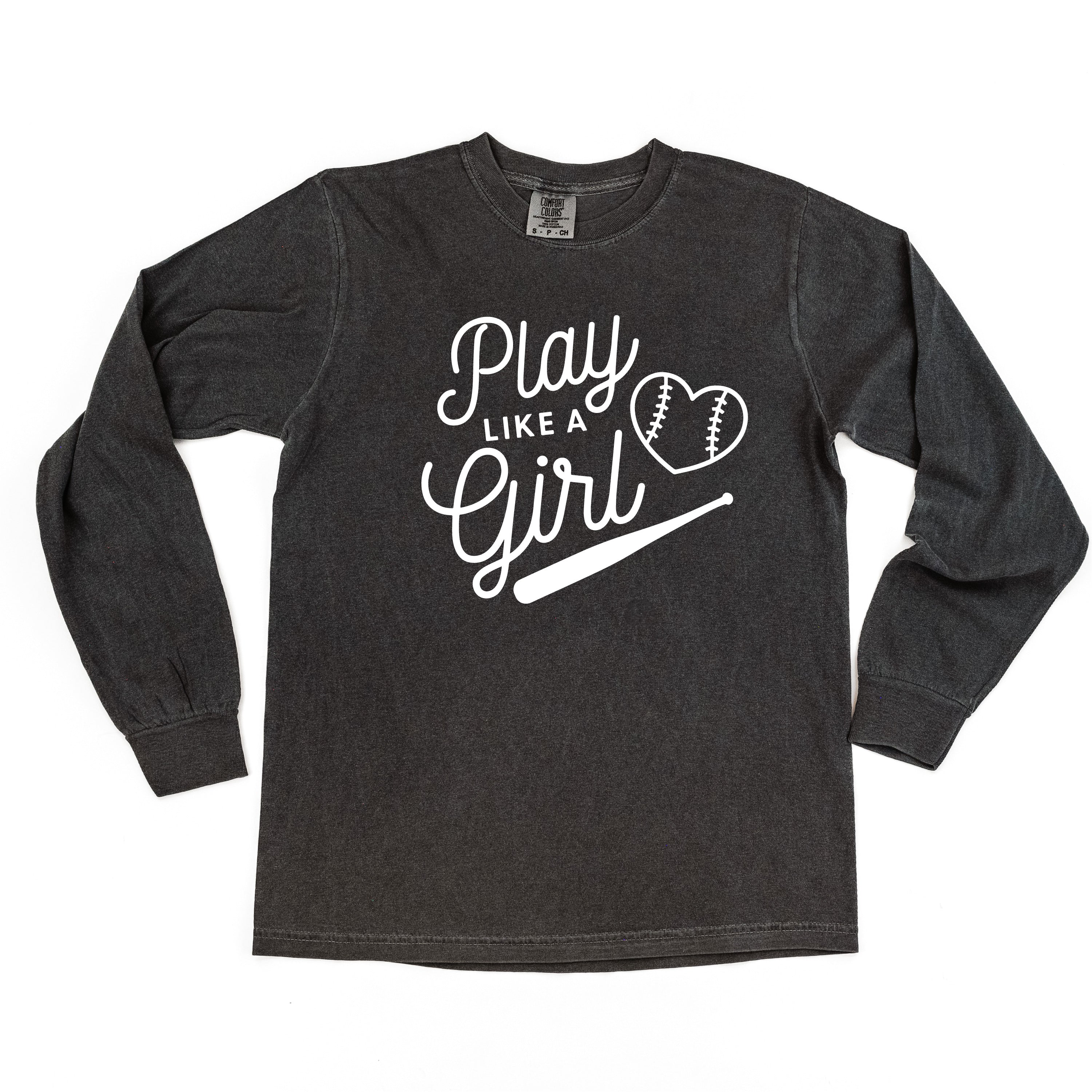 Play Like A Girl - LONG SLEEVE Comfort Colors Tee Little Mama Shirt Shop
