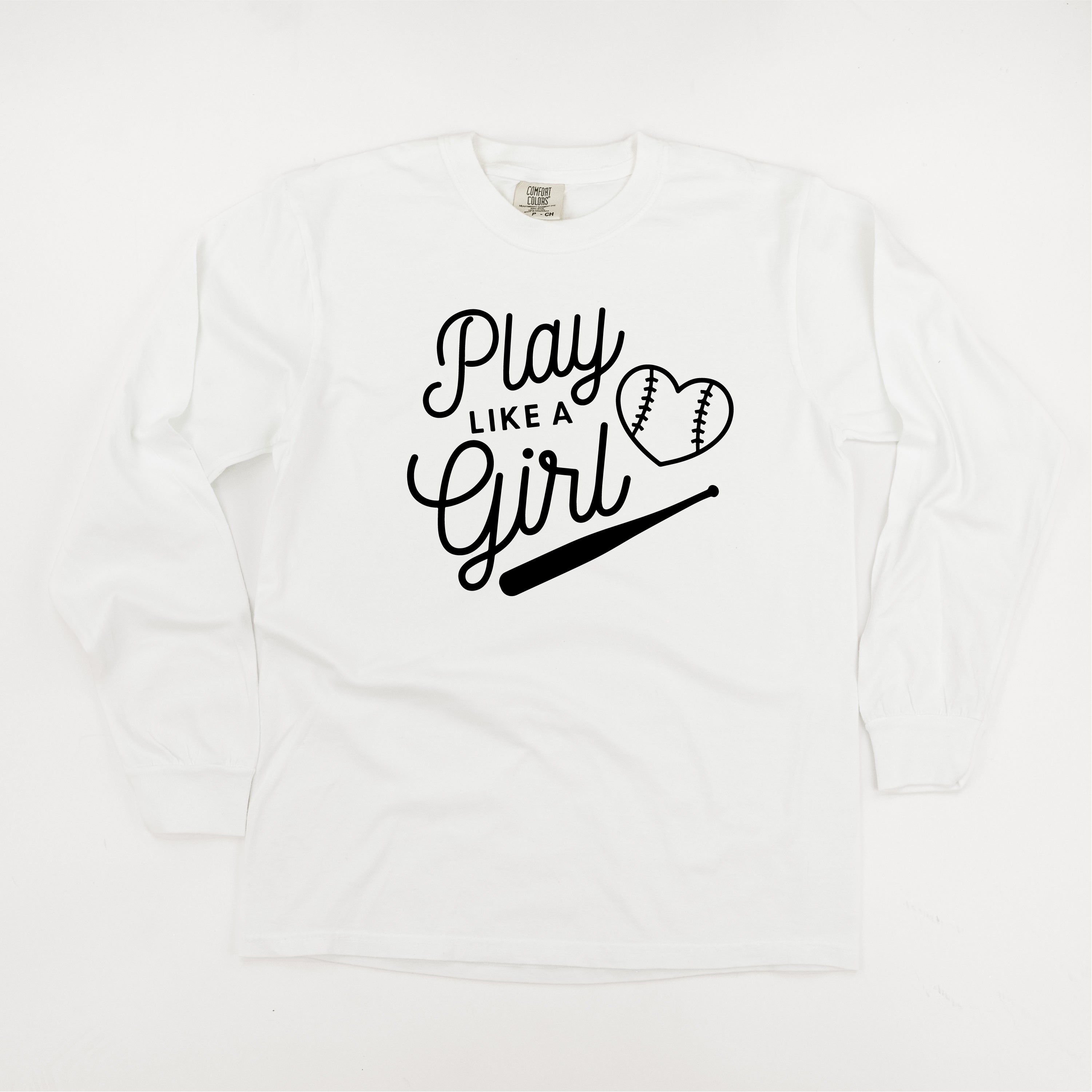 Play Like A Girl - LONG SLEEVE Comfort Colors Tee Little Mama Shirt Shop