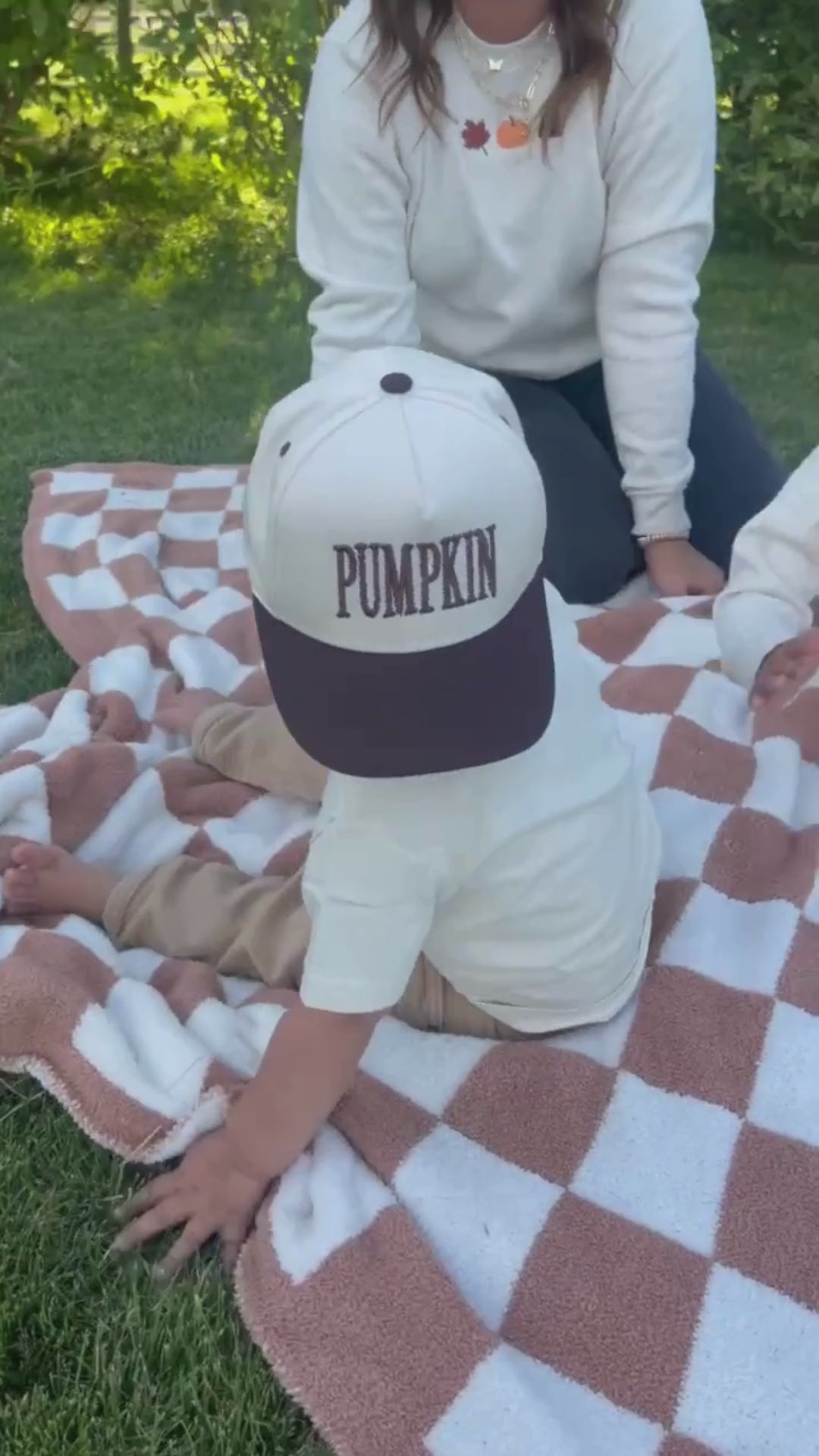 PUMPKIN - Puff Embroidered Trucker Hat - Mommy + Me (Set of 2)
