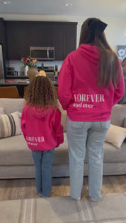 Embroidered/Printed - Forever And Ever - Bright Pink Basic Fleece Child Hoodie