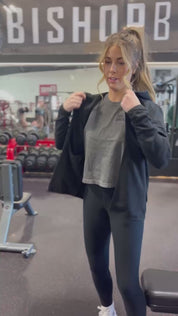 Embroidered Full Zip Performance Hoodie - Black w/ White Thread - You Are Enough