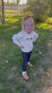 Embroidered Child Sweater - Natural Heather - Fall Trio (center)