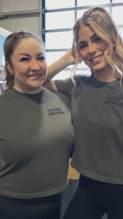 You Are Enough - Embroidered Cropped Comfort Colors Tee (Pepper)