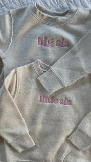 Big Bro / Middle Bro / Little Bro – Embroidered Kids Sweater | Natural with Blue Thread