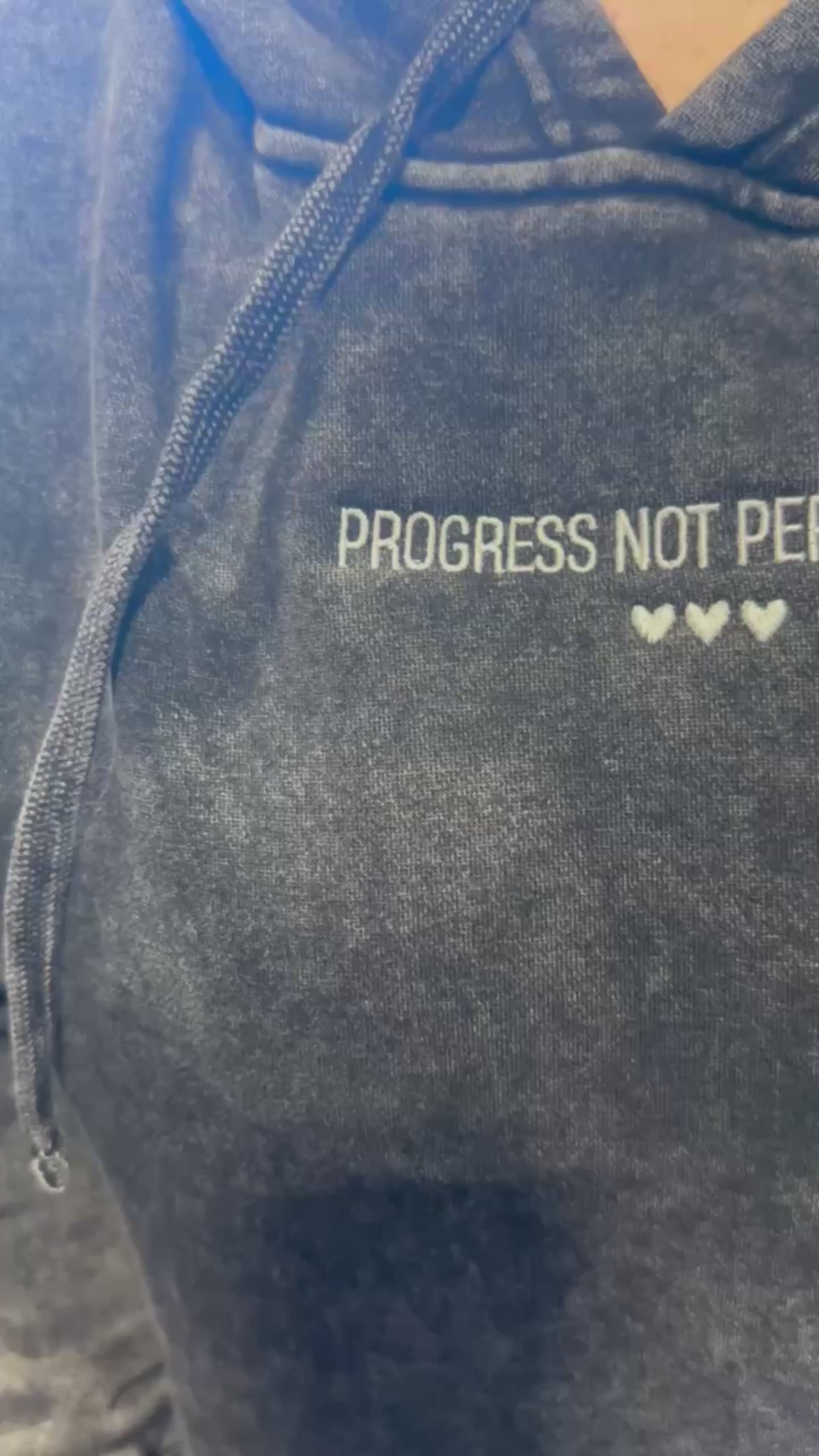 PROGRESS NOT PERFECTION - Embroidered Unisex Mineral Wash HOODIE