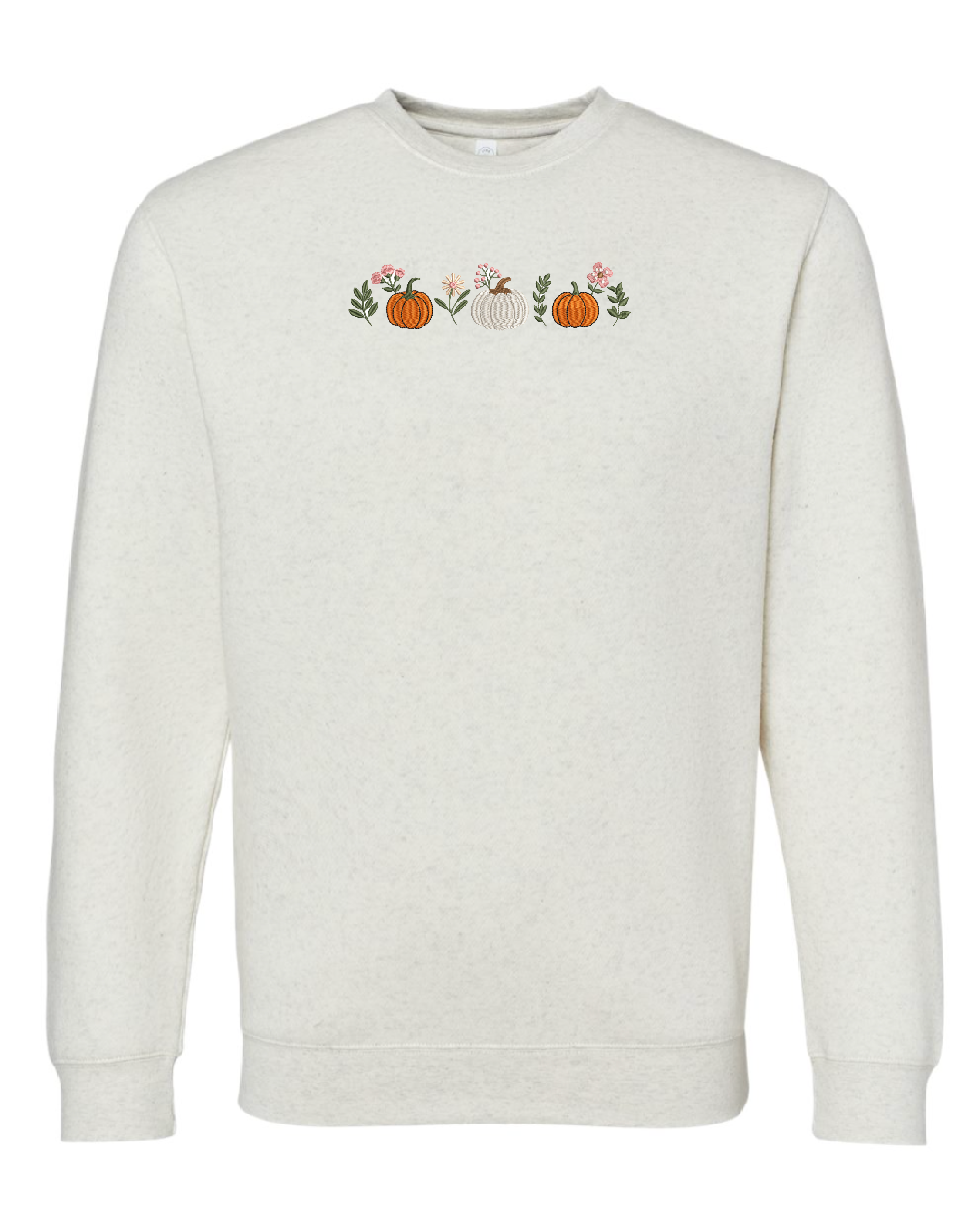 Embroidered ELEVATED Fleece - Pumpkins and Flowers (center) Little Mama Shirt Shop LLC