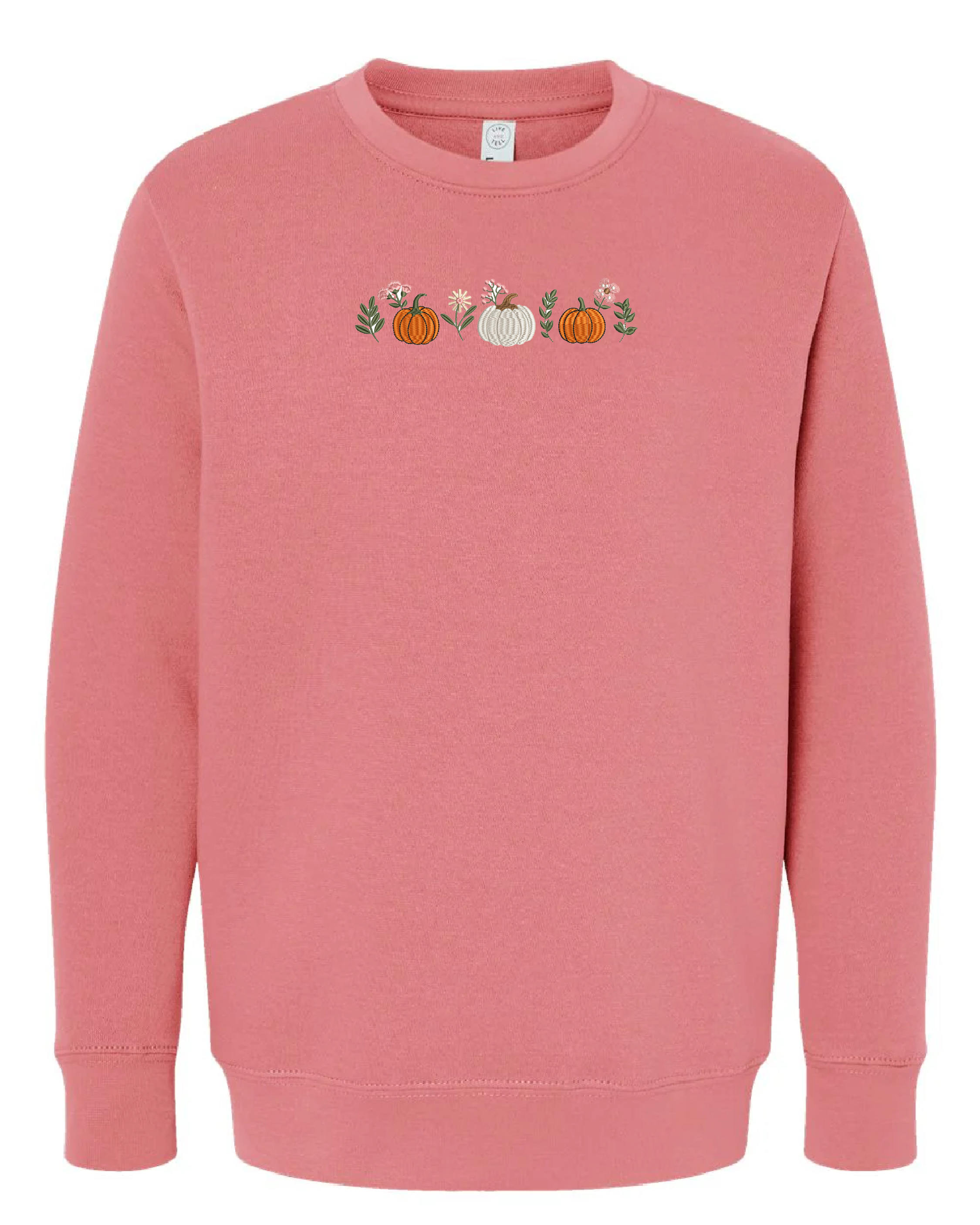 Embroidered ELEVATED Fleece - Pumpkins and Flowers (center) Little Mama Shirt Shop LLC