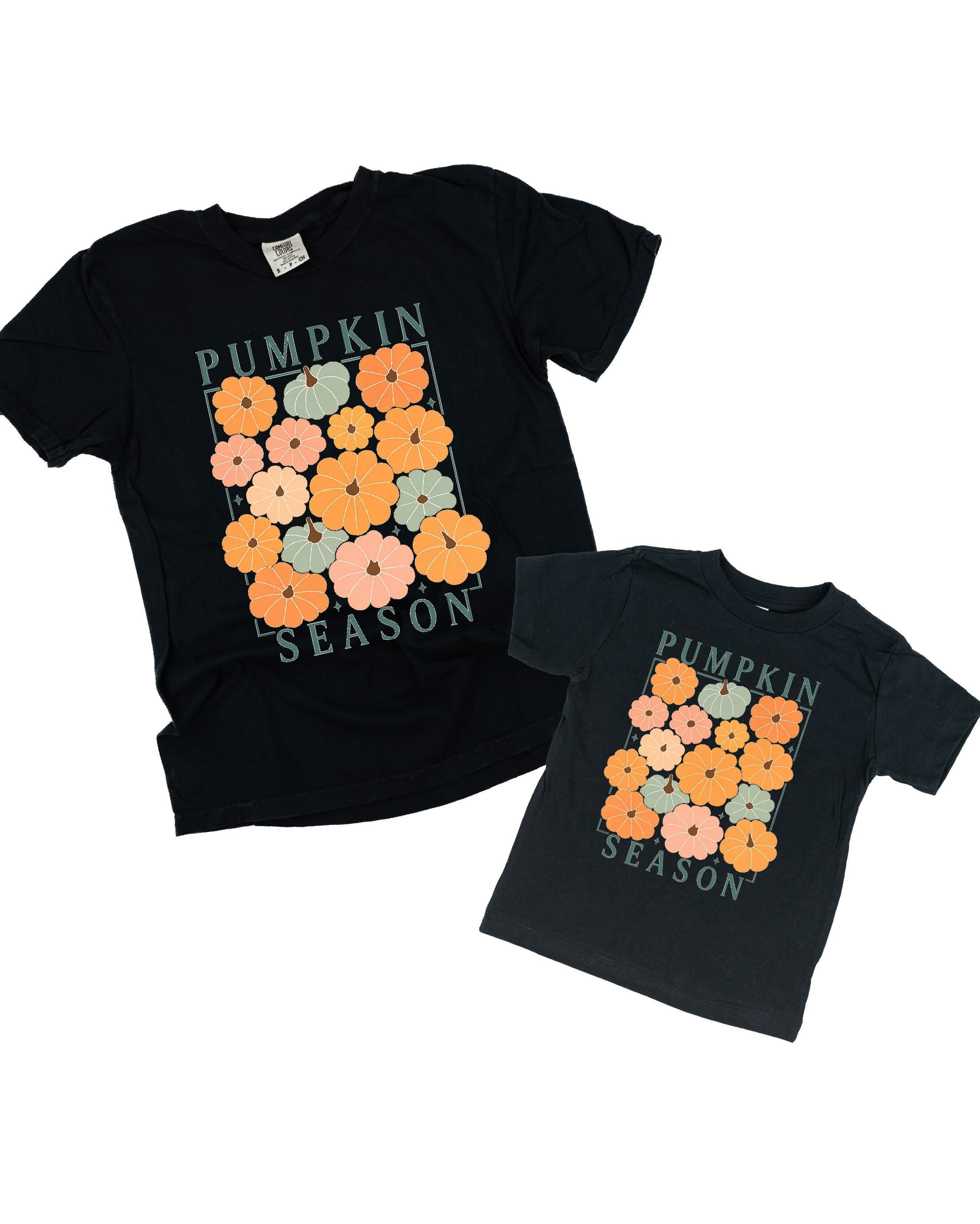 Pumpkin Season - Set of 2 Black Tees Little Mama Shirt Shop