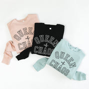 Embroidered Super Soft Fleece Crewneck - QUEEN OF CHAOS Little Mama Shirt Shop LLC