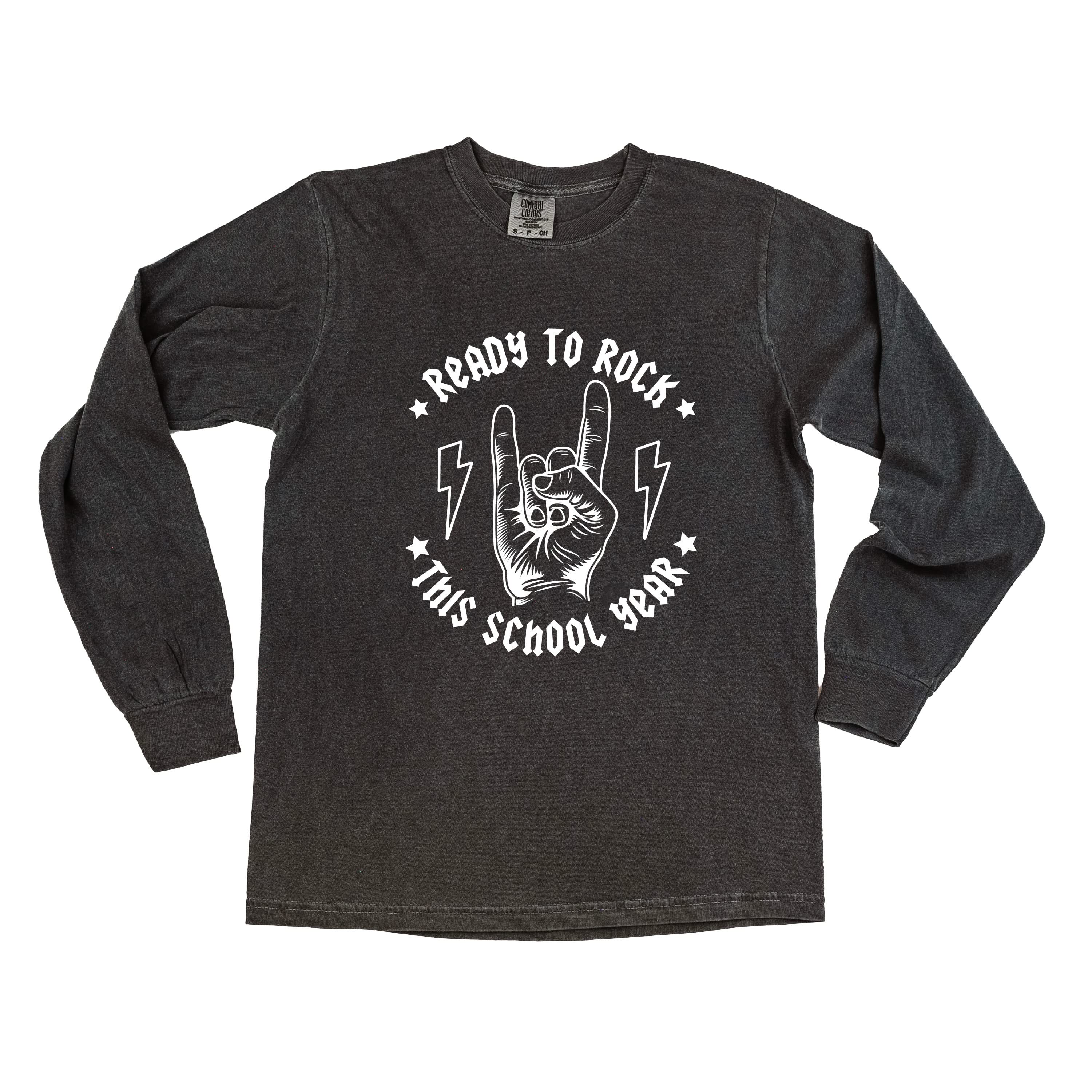 Ready To Rock This School Year - LONG SLEEVE Comfort Colors Tee Little Mama Shirt Shop