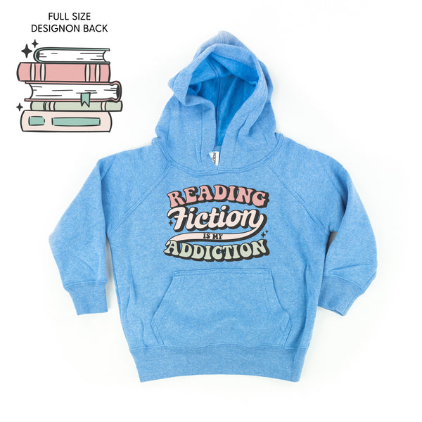 Reading Fiction is My Addiction on Front w/ Books on Back - Child Hoodie