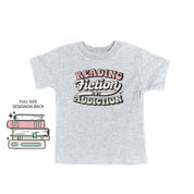 Reading Fiction is My Addiction on Front w/ Books on Back - Child Tee Little Mama Shirt Shop