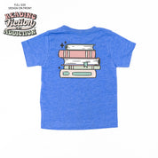 Reading Fiction is My Addiction on Front w/ Books on Back - Child Tee Little Mama Shirt Shop