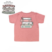 Reading Fiction is My Addiction on Front w/ Books on Back - Child Tee Little Mama Shirt Shop
