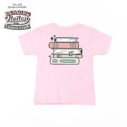 Reading Fiction is My Addiction on Front w/ Books on Back - Child Tee Little Mama Shirt Shop