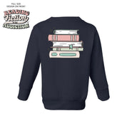 Reading Fiction is My Addiction on Front w/ Books on Back - Child Sweater Little Mama Shirt Shop