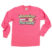 Reading is Therapy - Long Sleeve Comfort Colors Tee Little Mama Shirt Shop