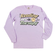 Reading is Therapy - Long Sleeve Comfort Colors Tee Little Mama Shirt Shop