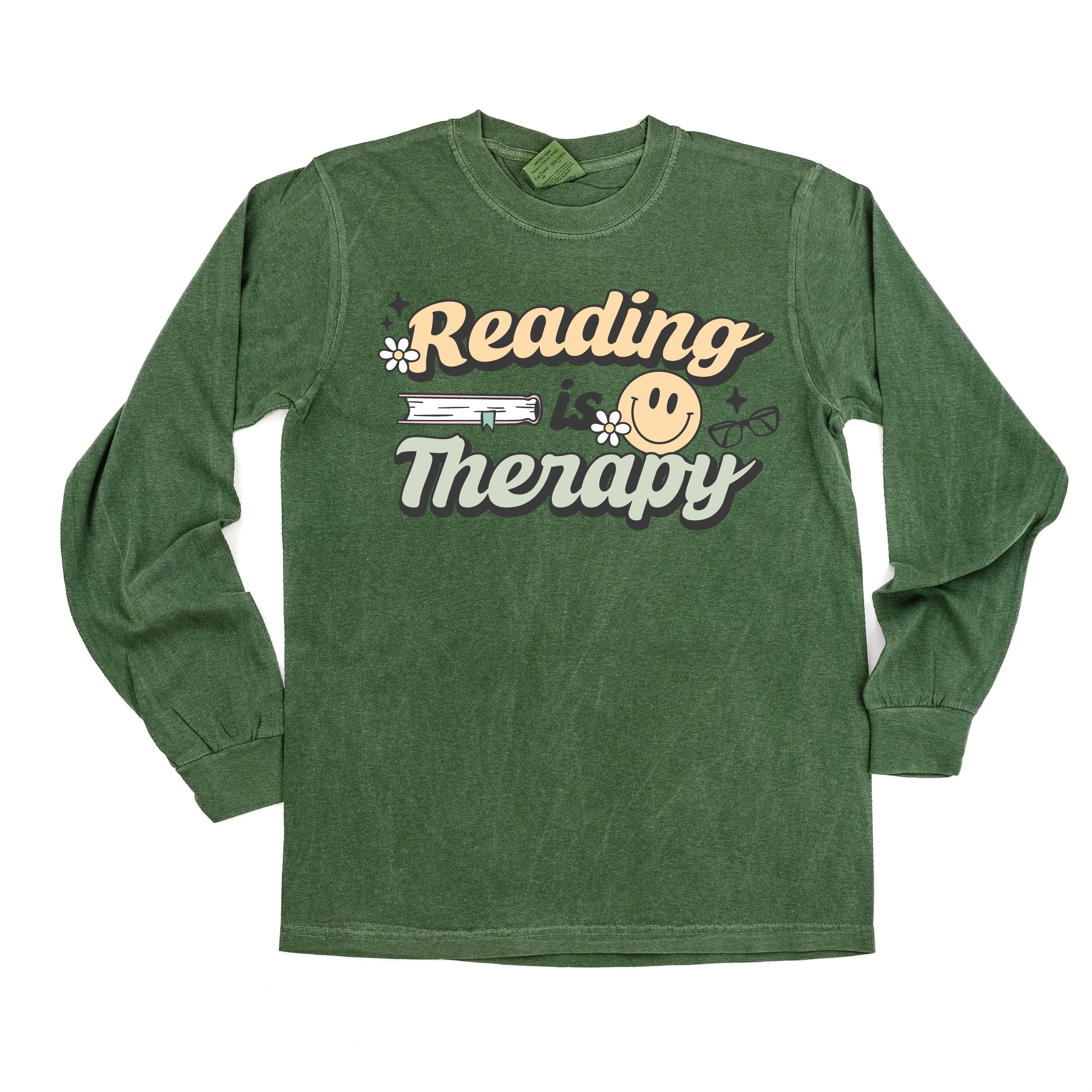 Reading is Therapy - Long Sleeve Comfort Colors Tee Little Mama Shirt Shop