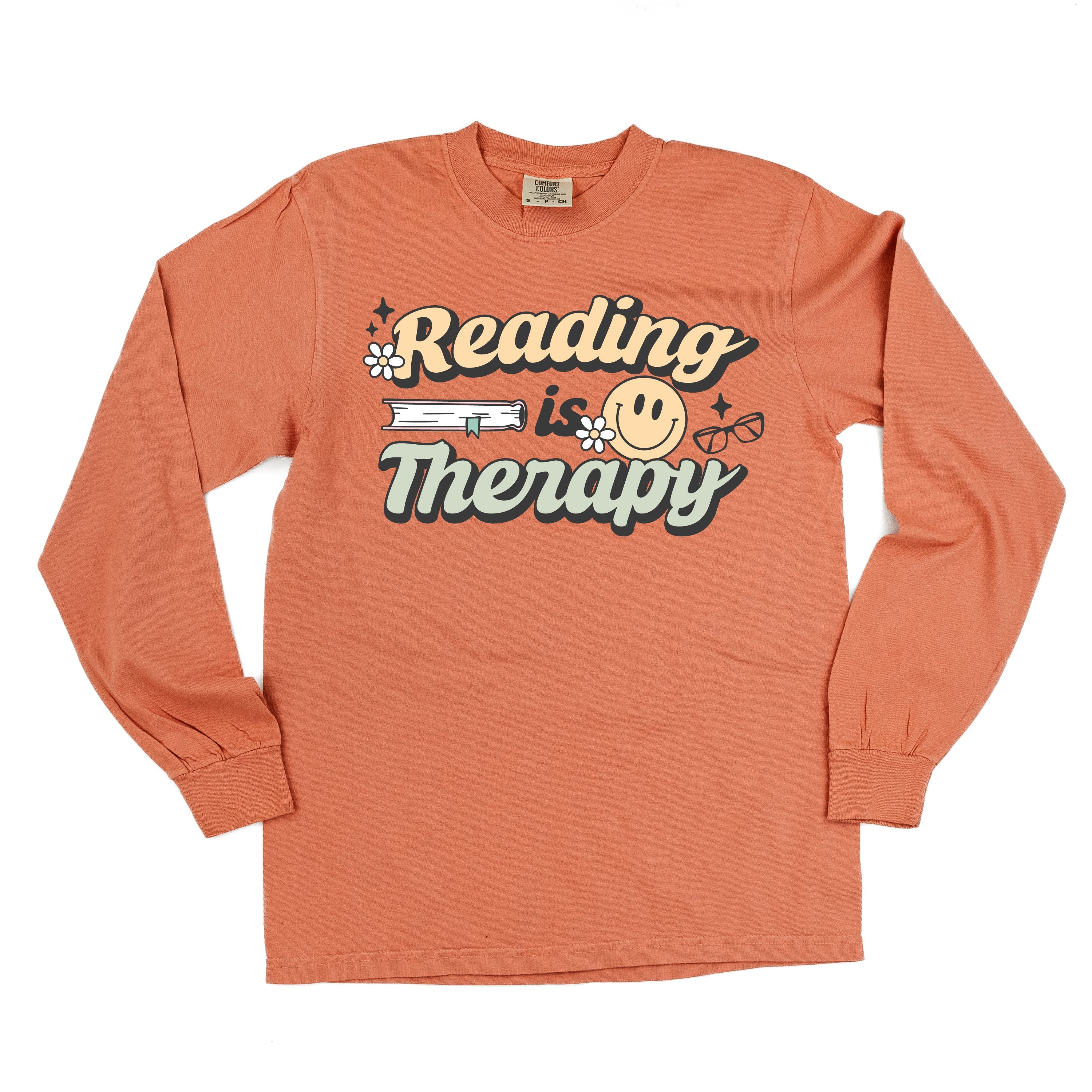 Reading is Therapy - Long Sleeve Comfort Colors Tee Little Mama Shirt Shop