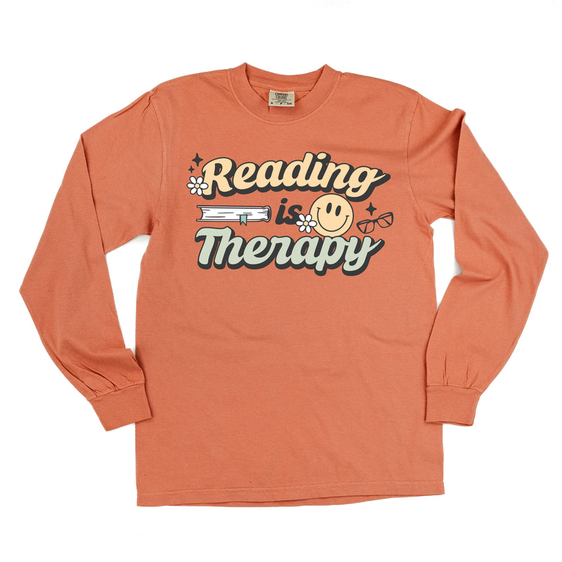 Reading is Therapy - LONG SLEEVE COMFORT COLORS TEE