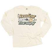 Reading is Therapy - Long Sleeve Comfort Colors Tee Little Mama Shirt Shop