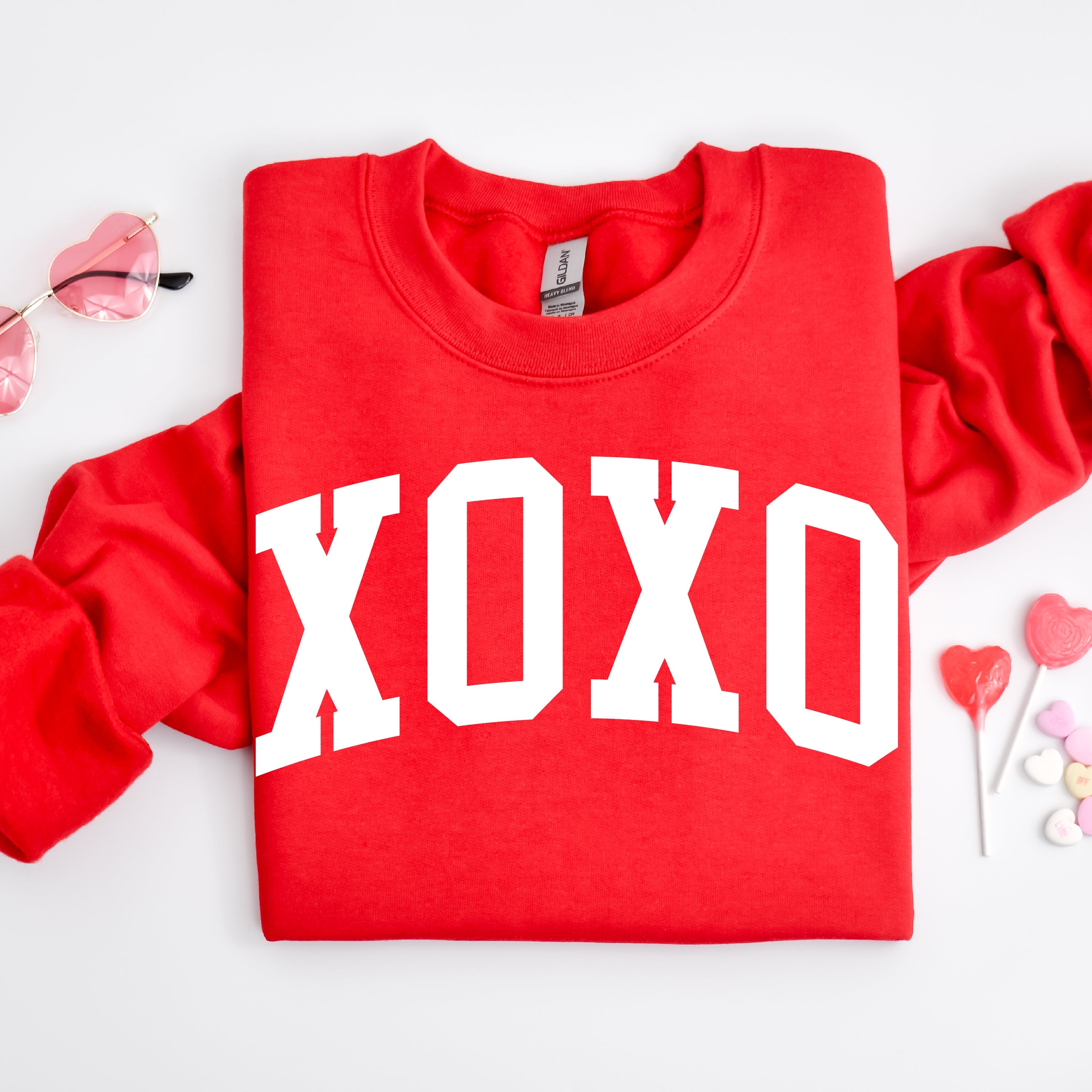 Arched XOXO - Varsity - BASIC Fleece Little Mama Shirt Shop LLC