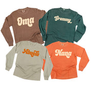 Retro Names (Choose Your Name) - Long Sleeve Comfort Colors Tee Little Mama Shirt Shop
