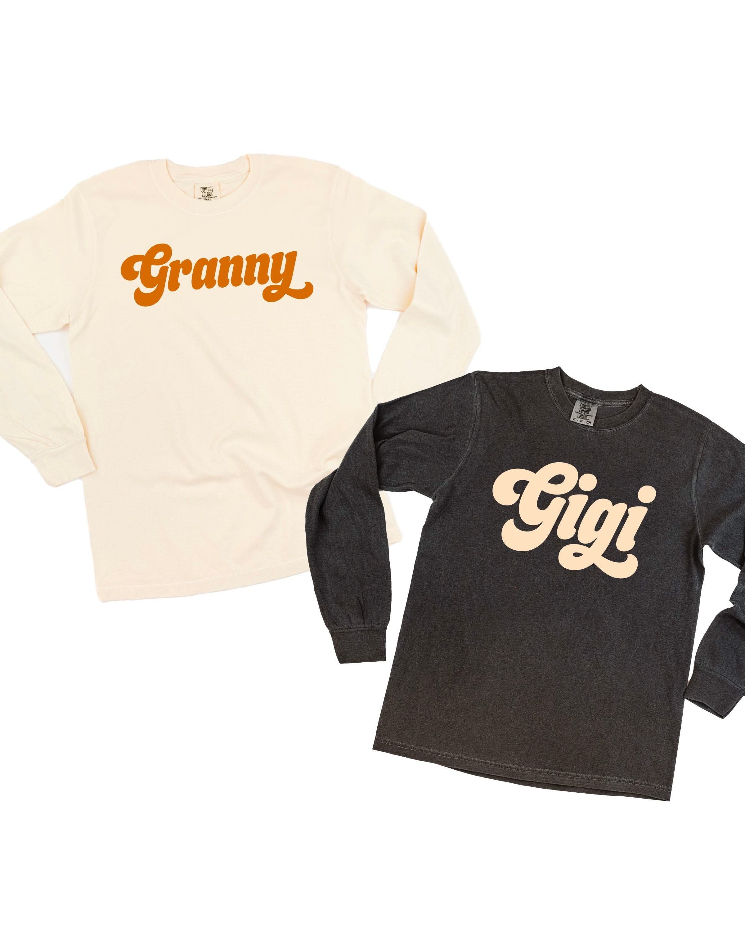 Retro Names (Choose Your Name) - Long Sleeve Comfort Colors Tee Little Mama Shirt Shop