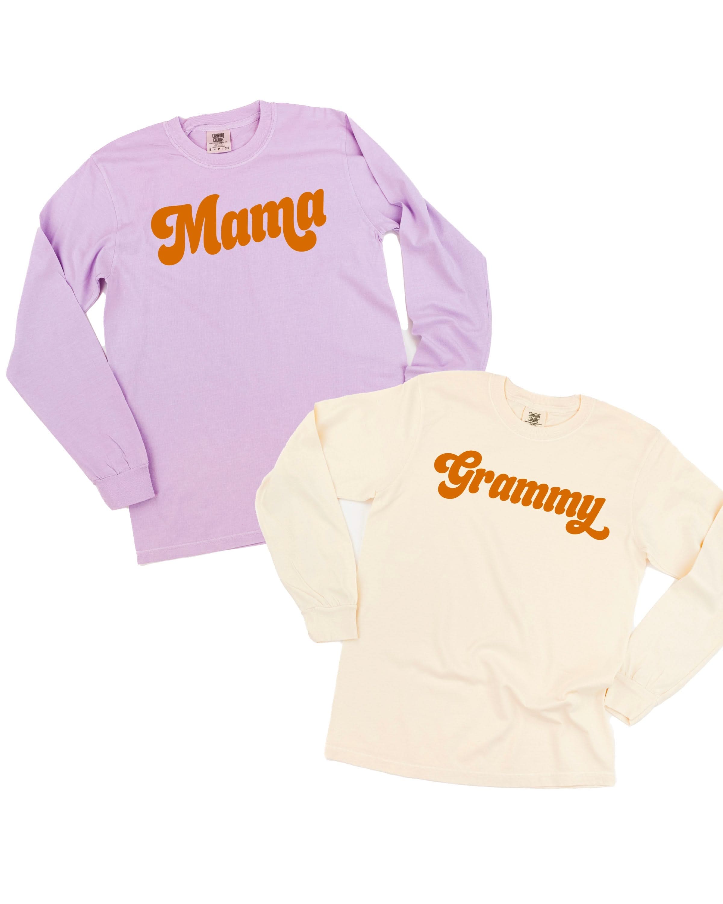 Retro Names (Choose Your Name) - Long Sleeve Comfort Colors Tee Little Mama Shirt Shop