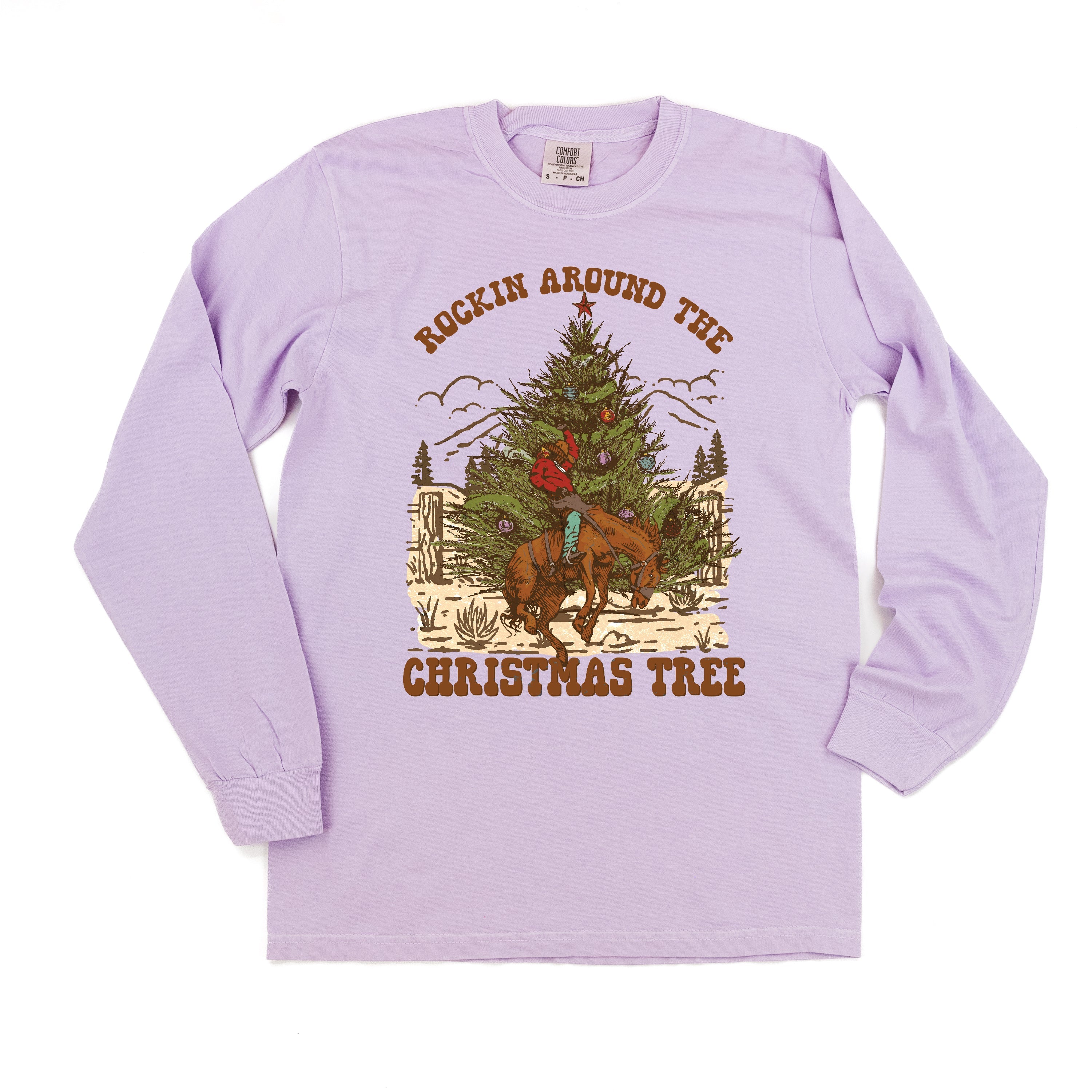 Rockin Around The Christmas Tree - LONG SLEEVE Comfort Colors Tee Little Mama Shirt Shop