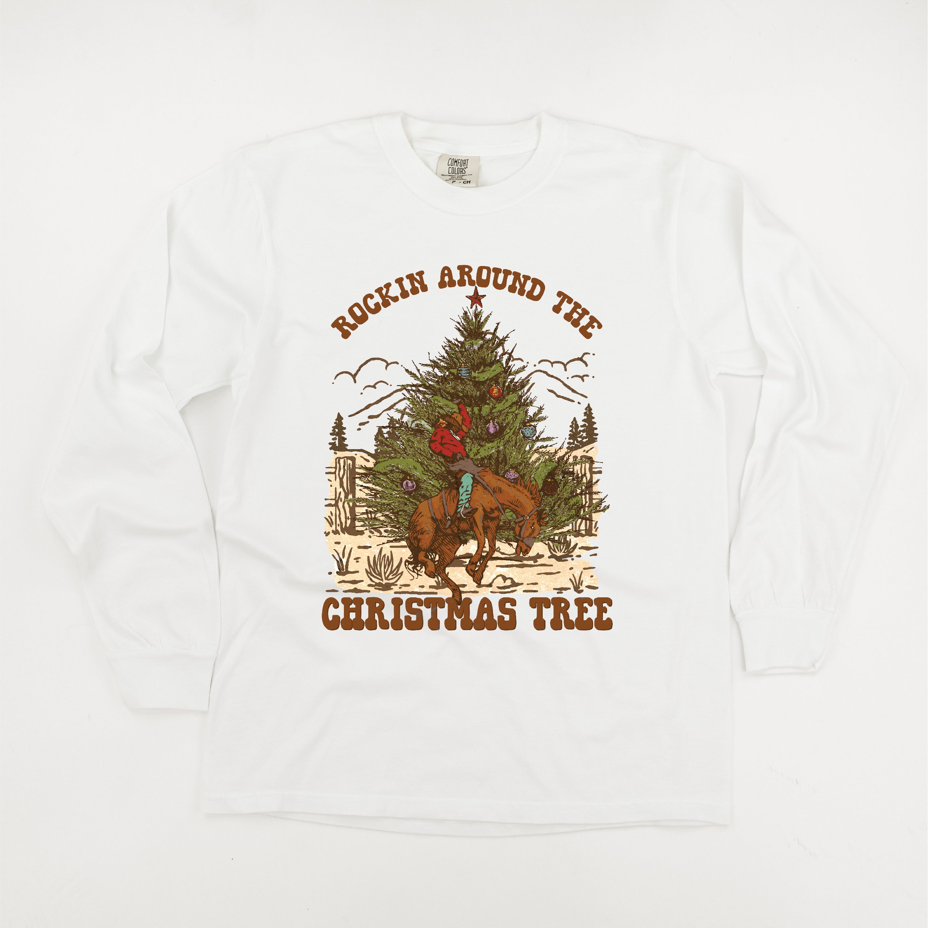 Rockin Around The Christmas Tree - LONG SLEEVE Comfort Colors Tee Little Mama Shirt Shop