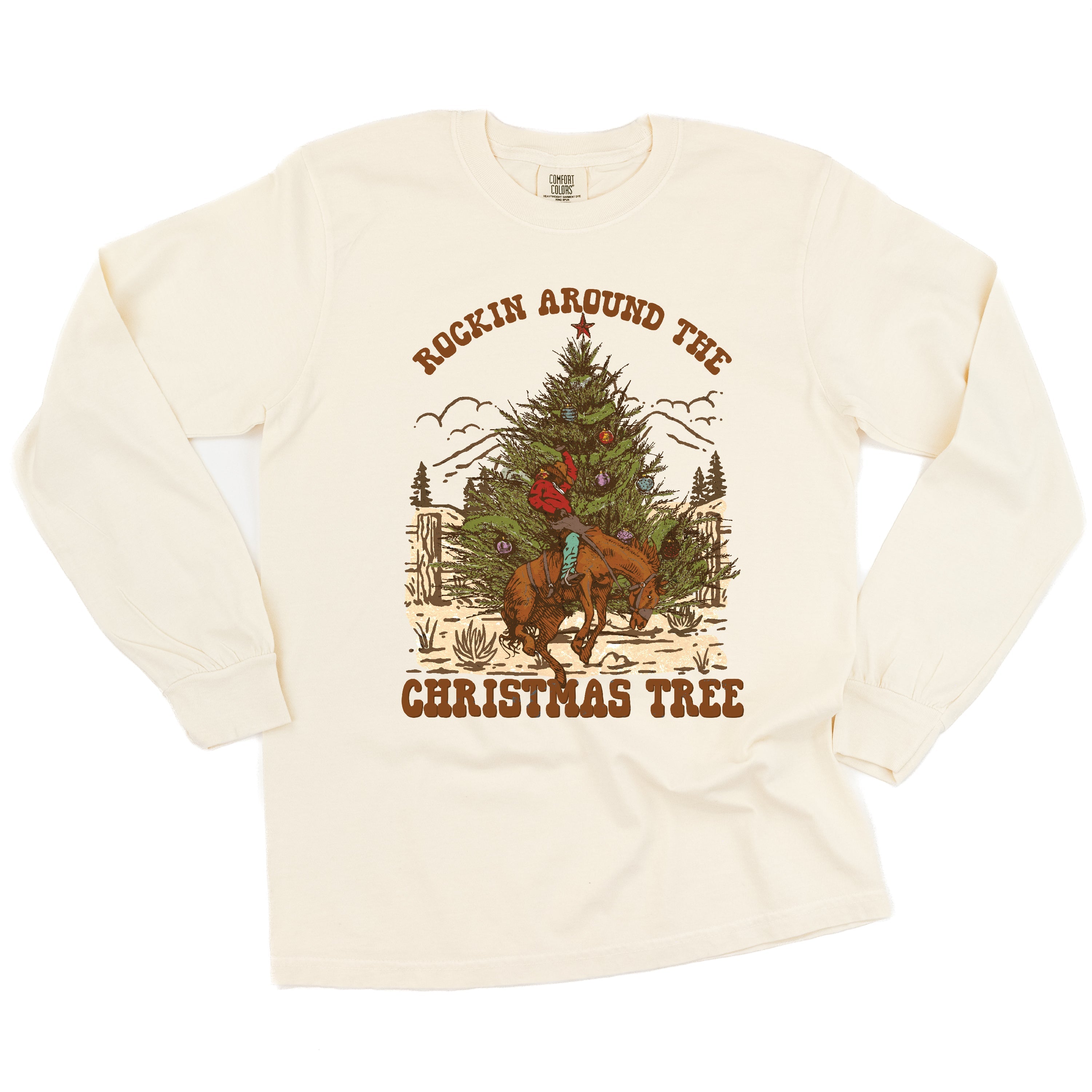 Rockin Around The Christmas Tree - LONG SLEEVE Comfort Colors Tee Little Mama Shirt Shop