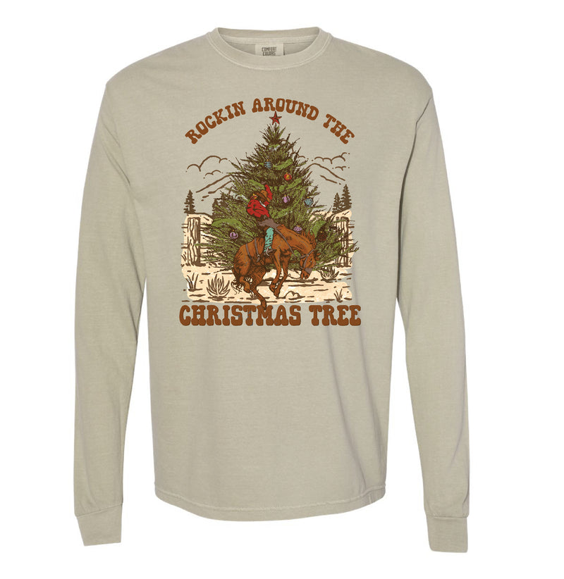 Rockin Around The Christmas Tree - LONG SLEEVE Comfort Colors Tee