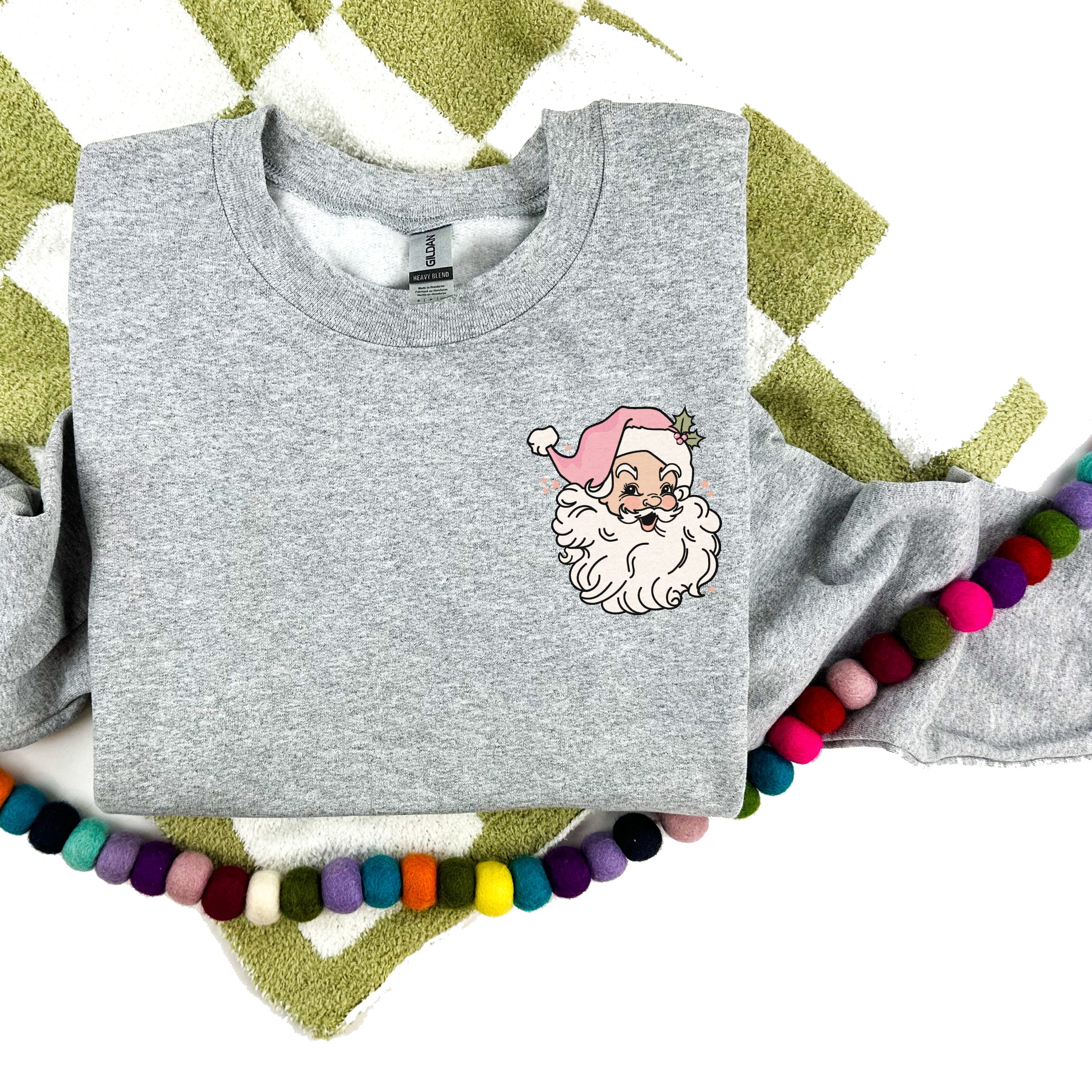Embroidered BASIC Fleece - Gray - Whimsical Santa Little Mama Shirt Shop LLC