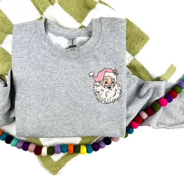 Embroidered BASIC Fleece - Gray - Whimsical Santa