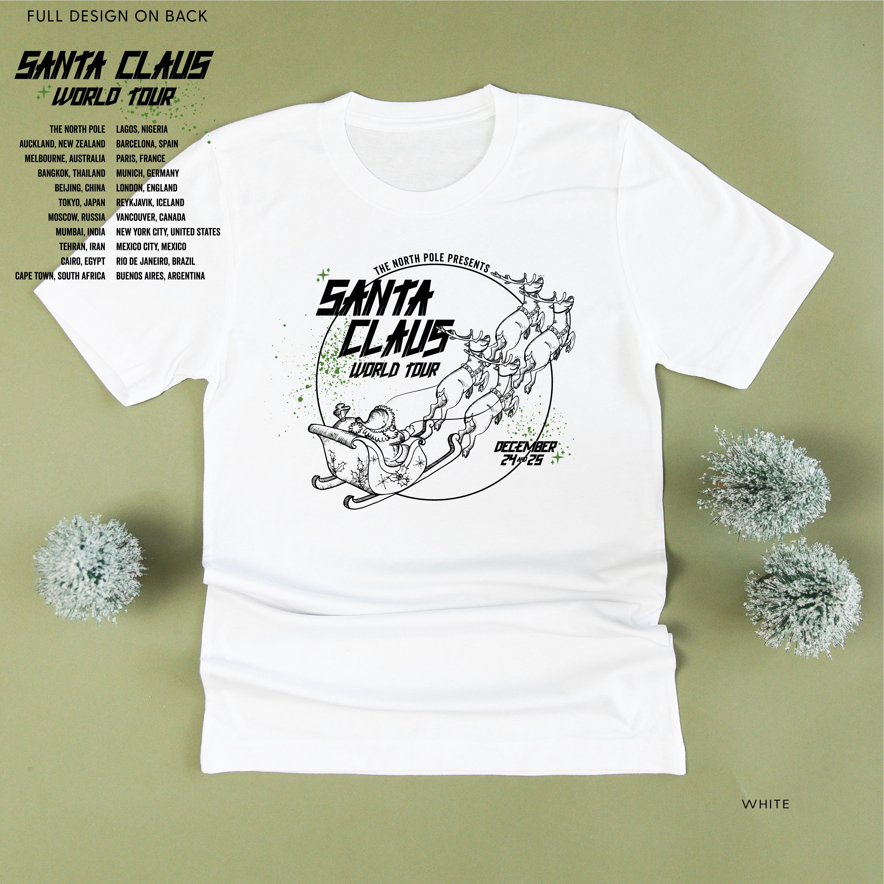 Santa Claus World Tour (f&b) - Unisex Tee Little Mama Shirt Shop