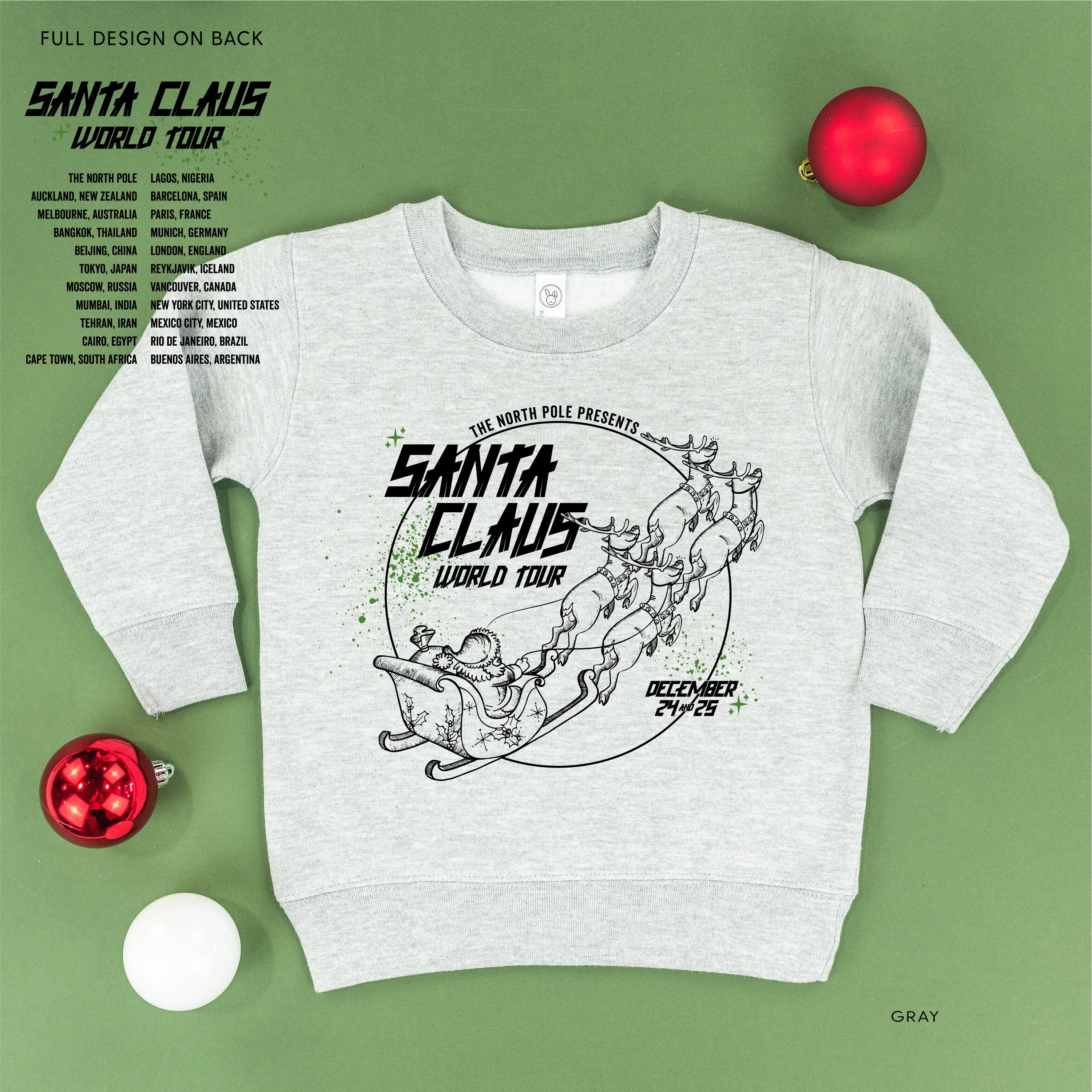 Santa Claus World Tour (f&b) - Child Sweater Little Mama Shirt Shop