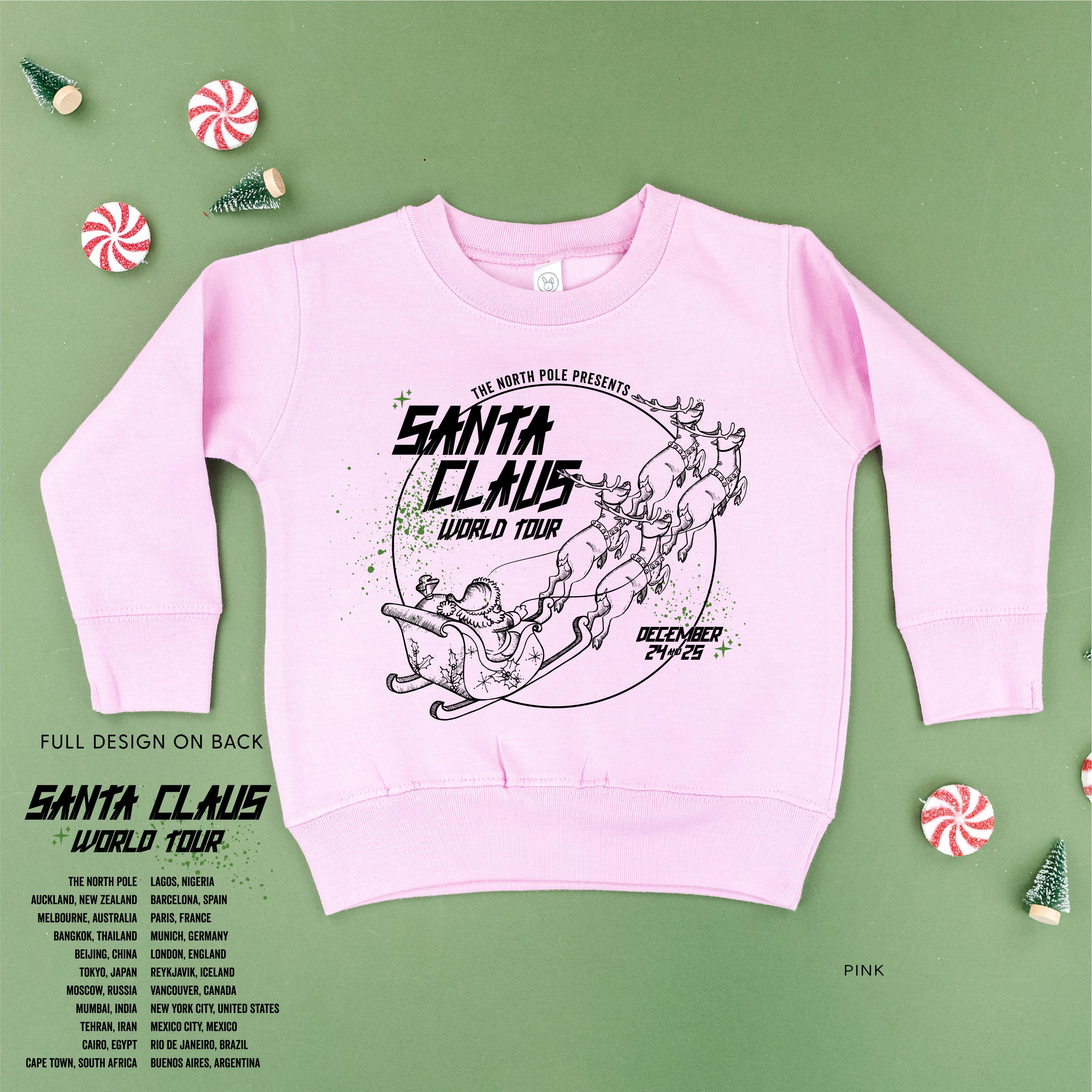 Santa Claus World Tour (f&b) - Child Sweater Little Mama Shirt Shop