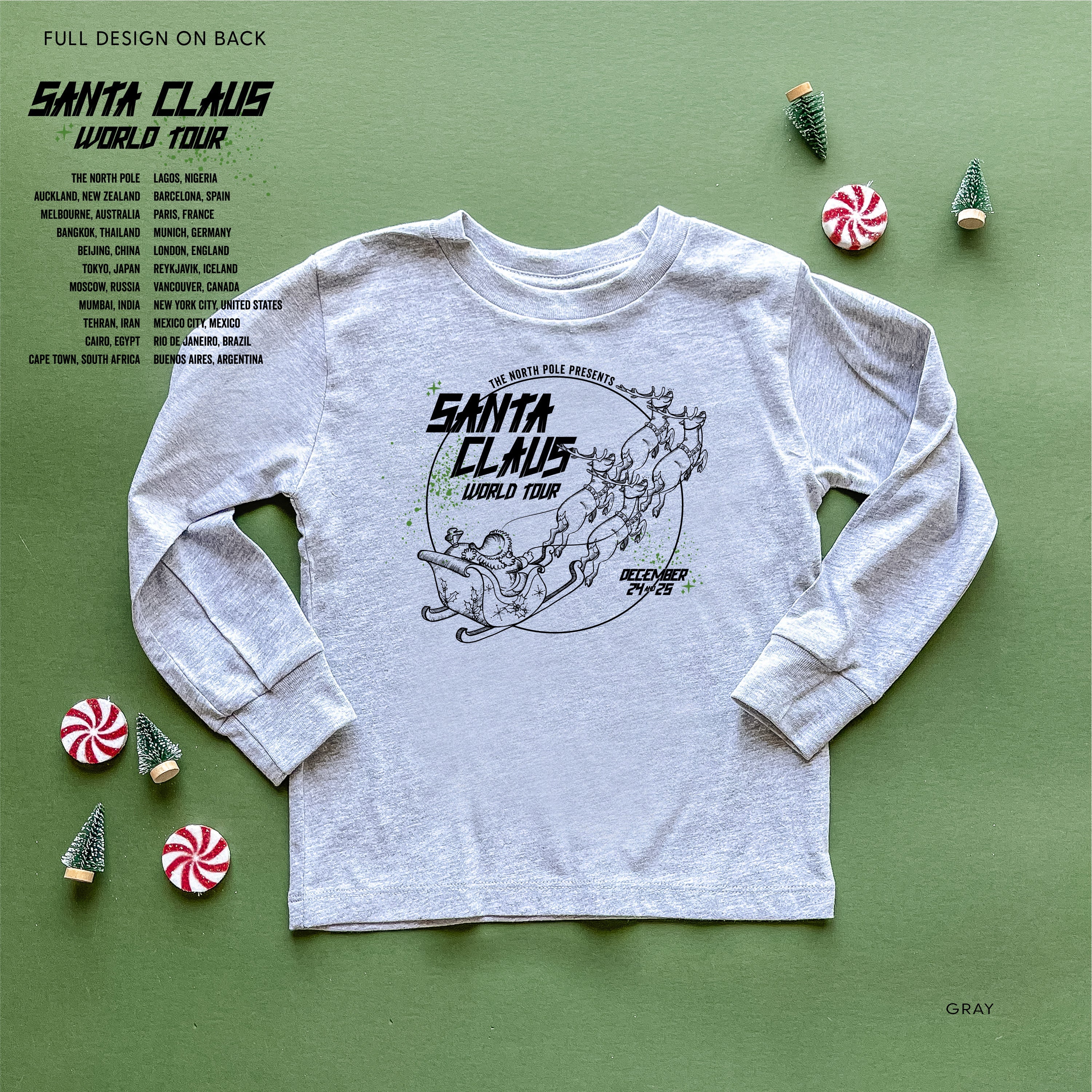 Santa Claus World Tour (f&b) - Child LONG SLEEVE Tee Little Mama Shirt Shop