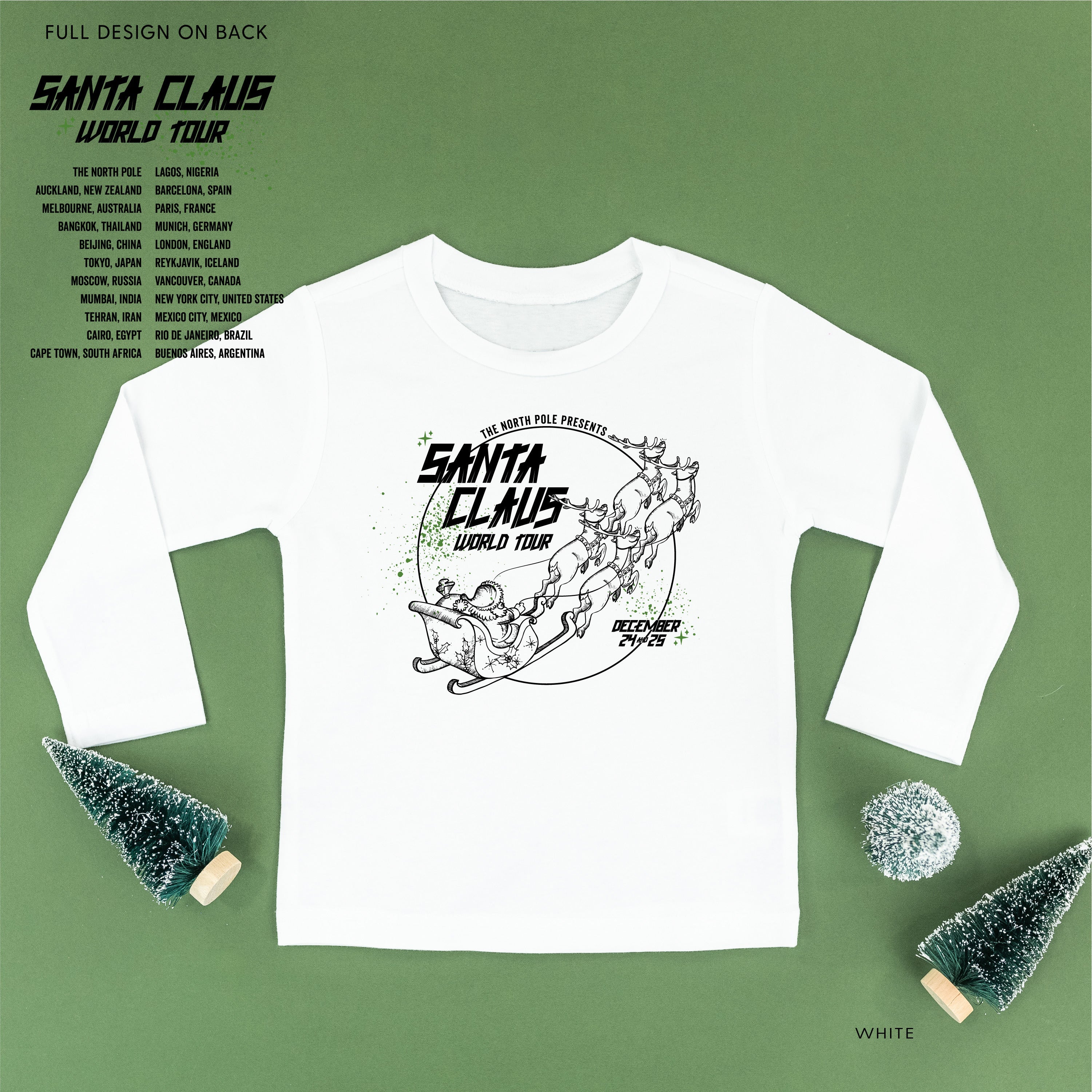 Santa Claus World Tour (f&b) - Child LONG SLEEVE Tee Little Mama Shirt Shop